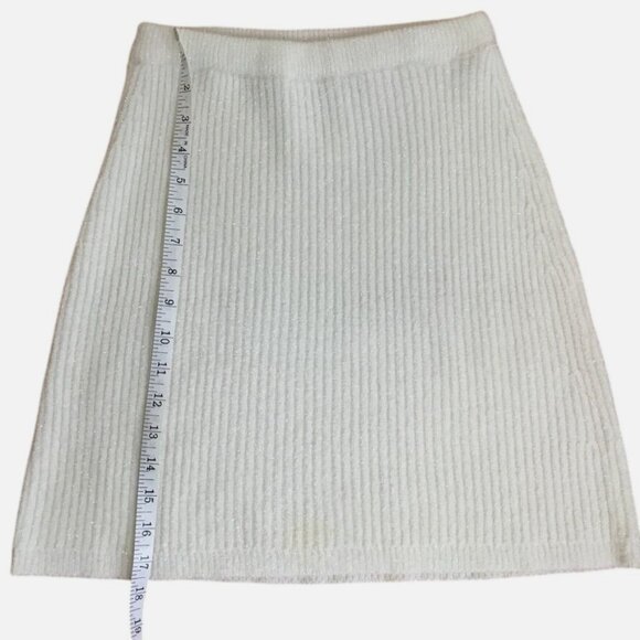 VTG Badgley Mischka White Knit Cardigan Skirt Set S Sparkle Lurex Lounge Party - Picture 11 of 14